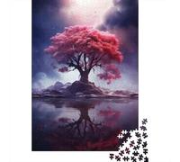1000-piece Puzzle for Teenagers Cherry Blossom Tree Reflection Jigsaws for Adults Toy Wall Decor Hand Speed Race Challenging To Complete 70x50cm/1000pcs