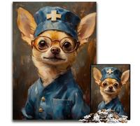 1000-piece Puzzle for Teenagers Chihuahua Nurse Cardboard Jigsaw Puzzles for 14+ Difficult to Complete But Fun And Humorous Birthday Gift 26X38CM