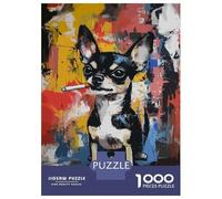 1000-piece Puzzle for Teenagers Chihuahua Smoking Puzzle for Adults Hands-on Game Stress Reliever Gifts for Friends And Family 70x50cm/1000pcs