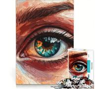 1000-piece Puzzle for Teenagers Close-up Eye Painting, Toy Wall Decor, Staycation Kill Time, Improving Love between Couples 50x75cm