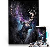 1000-piece puzzle for teenagers color deer in the night Made of cardboard for age 14+ Train your brain and your hands Christmas game Gifts 。size:26x38cm/10.24x14.96inch