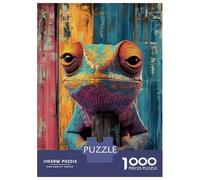 1000 Piece Puzzle For Teenagers Colorful Chameleon Portrait on Wood Chameleon Wall Art Puzzles for Adults Toy Wall Decor Staycation Kill Time for Is Ideal As A Gift 70x50cm/1000pcs