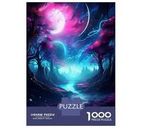 1000-piece Puzzle for Teenagers Colorful Trees River Moon Jigsaws for Adults Hands-on Game Precision Cutting Great Gift for Gaming 52x38cm/1000pcs