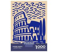 1000-piece Puzzle for Teenagers Colosseum Illustration in Blue And Beige Puzzles for Adults Relax Games Staycation Kill Time Challenging To Complete 52x38cm/1000pcs