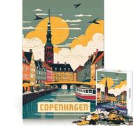 1000-piece Puzzle for Teenagers Copenhagen Exact Fit Game Focus Training Fun Calm Fun Time Birthday Art Gift (50x75cm)