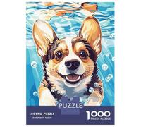 1000-piece Puzzle for Teenagers Corgi Swimming Underwater Puzzle for Adults Relaxing Games Pattern Assembly Gifts for Friends And Family 52x38cm/1000pcs
