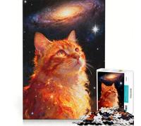 1000-piece Puzzle for Teenagers Cosmic Cat Gazing at Galaxy, Fun Games, Train Your Brain And Hands, Improving Love between Couples 38x52cm