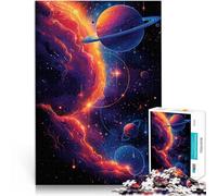 1000 Piece Puzzle For teenagers Cosmic Nebula with Planets in Outer Space Neon Illustration Galaxy Difficult and Challenge wall decoration 26x38cm