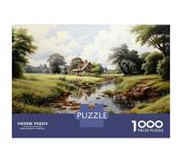 1000 Piece Puzzle For Teenagers Cottage by The River-1 Jigsaws for Adults Family Game Difficult Challenge for Is Ideal As A Gift 70x50cm/1000pcs