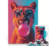 1000-piece Puzzle for Teenagers Cougar BubbleGum, Fun Games, Train Your Brain And Hands, Improving Love between Couples 38x52cm