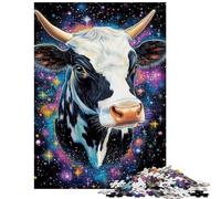 1000-piece Puzzle for Teenagers Cow in Cosmos Impossible Game Difficult Challenge Toy Wall Decor Artists' Collection, Fine Arts Size 38x52cm