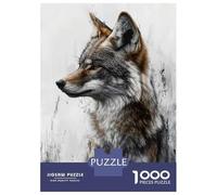 1000-piece Puzzle for Teenagers Coyote Portrait with Abstract Background Jigsaws for Adults Hands-on Game Precision Cutting Great Gift for Gaming 38x26cm/1000pcs