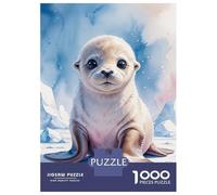1000-piece Puzzle for Teenagers Cute Baby Seal Pup Watercolor Puzzle for Adults Hands-on Game Stress Reliever Gifts for Friends And Family 38x26cm/1000pcs