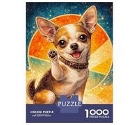 1000-piece Puzzle for Teenagers Cute Chihuahua Waving Paw Puzzles for Adults Hands-on Game Enhance Memory Birthday Present, Gifts, 38x26cm/1000pcs