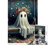 1000 Piece Puzzle For Teenagers Cute Ghost on Swing Educational Games Pattern Assembly Anti-Stress Toys Unique Birthday And Gifts (50X75CM)