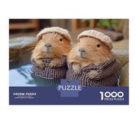 1000-piece Puzzle for Teenagers Cute Guinea Pigs in Hats Jigsaws for Adults Hands-on Game Precision Cutting Great Gift for Gaming 70x50cm/1000pcs