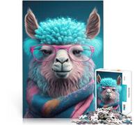1000-piece puzzle for teenagers Cute Llama Art Made of cardboard,Suitable for ages 14 and up Home art decoration deal as gifts for the whole family 。size:26x38cm/10.24x14.96inch