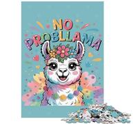1000-piece Puzzle for Teenagers Cute Llama with Flowers No Problama Educational Game Hand Speed Race Anti-Stress Toys Birthday And Unique Gifts Size 38x26cm