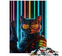 1000 Piece Puzzle For Teenagers Cyberpunk Cat Gun Help The Brain Exercise Wall Decoration Anti-Stress Toys for And from 14 Years And over (50x75cm)