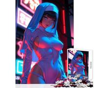 1000 Piece Puzzle For Teenagers Cyberpunk Nun Jigsaw for Teenagers Hand Speed Race Difficult And Challenge Birthday Present, Gifts, (50x75cm)
