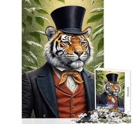 1000-piece Puzzle for Teenagers Dapper Tiger in Top Hat And Suit Jigsaw 1000 Pieces Educational Toy Secret Santa Gifts Presents for Women (50x75cm)
