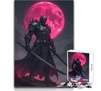 1000 Piece Puzzle For Teenagers Dark Knight with Swords Under Moon Unique Challenge Game But Fun And Humorous Art Work Gift Size 38x26cm