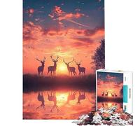 1000 Piece Puzzle For Teenagers Deer Animal Sunset Fun Activities at Home Stress Reliever Practical Game Suitable for Ages 14 And Up (50x75cm)