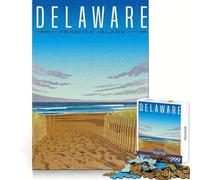 1000-piece Puzzle for Teenagers Delaware Beach Poster Exact Fit Game Focus Training Fun Calm Fun Time Birthday Art Gift (50x75cm)