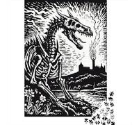 1000-piece Puzzle for Teenagers Dragon Skeleton Art Print Puzzles for Adults Relax Games Precision Cutting Gifts for Friends And Family 38x26cm/1000pcs