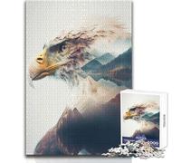 1000 Piece Puzzle For Teenagers Eagle Double Exposure Unique Challenge Game But Fun And Humorous Art Work Gift Size 38x26cm