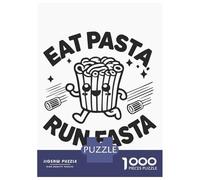 1000-piece Puzzle for Teenagers Eat Pasta Run Fasta - Funny Kawaii Running Pasta Puzzles for Adults Relax Games Staycation Kill Time Challenging To Complete 70x50cm/1000pcs