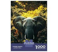 1000 Piece Puzzle For Teenagers Elephant in Golden Floral Forest Jigsaw Puzzle Toy Wall Decor Perfect Decoration Unique Gifts for Birthday And Christmas 38x26cm/1000pcs