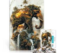 1000-piece puzzle for teenagers Elephant's Sacred Domain Made of wood,for age 14+ Educational toy game challenge It is ideal as a gift for the whole family。size:50x75cm/14.96x20.47inch