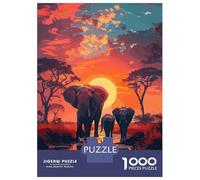1000-piece Puzzle for Teenagers Elephants Savanna Nature Puzzles for Adults Hands-on Game Enhance Memory Birthday Present, Gifts, 70x50cm/1000pcs