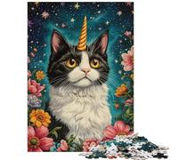 1000-piece Puzzle for Teenagers Enchanted Cat with Horn Impossible Game Difficult Challenge Toy Wall Decor Artists' Collection, Fine Arts Size 38x52cm