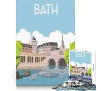 1000-piece Puzzle for Teenagers England Baths Europe Arch Exact Fit Game Focus Training Fun Calm Fun Time Birthday Art Gift (38x26cm)