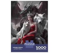 1000 Piece Puzzle For Teenagers Fantasy Artwork with Dragon Wolf Queen Jigsaw Puzzle Anti-Stress Toys Presents for Women for Is Ideal As A Gift 52x38cm/1000pcs