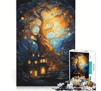 1000-piece Puzzle for Teenagers Fantasy House Under A Tree, Family Games, Challenging To Complete, Gifts for Friends And Family 38x52cm