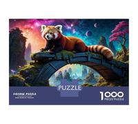 1000-piece Puzzle for Teenagers Fantasy Red Panda Bridge Puzzles for Adults Fun Games Perfect Decoration Birthday Present, Gifts, 38x26cm/1000pcs