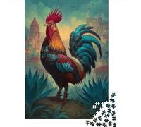 1000-piece Puzzle for Teenagers Fantasy Rooster Art Print Puzzles for Adults Fun Games Perfect Decoration Birthday Present, Gifts, 52x38cm/1000pcs