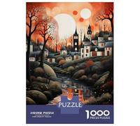1000 Piece Puzzle For Teenagers Fantasy Village with River Jigsaws for Adults Hands-on Game Home Decoration Unique Gifts for Birthday And Christmas 52x38cm/1000pcs