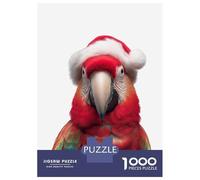 1000 Piece Puzzle For Teenagers Festive Scarlet Macaw Parrot with Santa Hat Jigsaw Puzzle Anti-Stress Toys But Fun And Humorous Unique Gifts for Birthday And Christmas 38x26cm/1000pcs