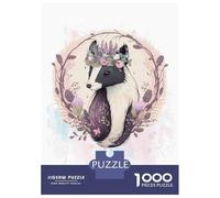 1000-piece Puzzle for Teenagers Floral Pet Skunk Cute Art Jigsaws for Adults Hands-on Game Precision Cutting Great Gift for Gaming 38x26cm/1000pcs