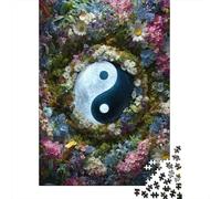 1000 Piece Puzzle For Teenagers Floral Yin Yang Artwork Puzzle for Adults Relaxing Games But Fun And Humorous for Is Ideal As A Gift 38x26cm/1000pcs