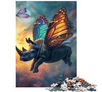 1000 Piece Puzzle For Teenagers Flying Rhino With Wings Help The Brain Exercise Wall Decoration Anti-Stress Toys for And from 14 Years And over (38x52cm)