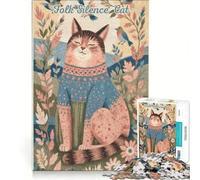 1000-piece Puzzle for Teenagers Folk Silence Cat, Toy Wall Decor, Staycation Kill Time, Improving Love between Couples 38X52CM