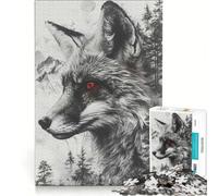1000 Piece Puzzle For Teenagers Fox Double Exposure Nature, Educational Toy, Fun Activities at Home, Challenging Game Gifts 38X52CM