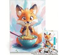 1000 Piece Puzzle For Teenagers Fox Eating Ramen, Educational Toy, Fun Activities at Home, Challenging Game Gifts 38X52CM