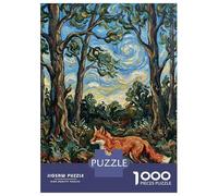 1000-piece Puzzle for Teenagers Fox in A Van Gogh-style Forest Puzzles for Adults Hands-on Game Enhance Memory Birthday Present, Gifts, 38x26cm/1000pcs
