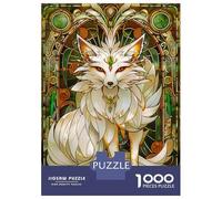 1000-piece Puzzle for Teenagers Fox Kitsune Stain Glass Jigsaws for Adults Hands-on Game Precision Cutting Great Gift for Gaming 38x26cm/1000pcs